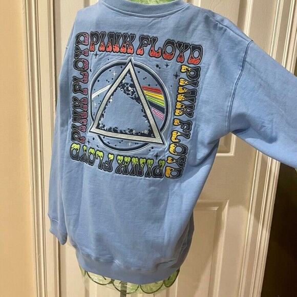 PINK FLOYD SWEATSHIRT EMBROIDERED  ROCK PSYCHEDELIA 60’ PRISM RAINBOW BEAM Sz M - Picture 5 of 14